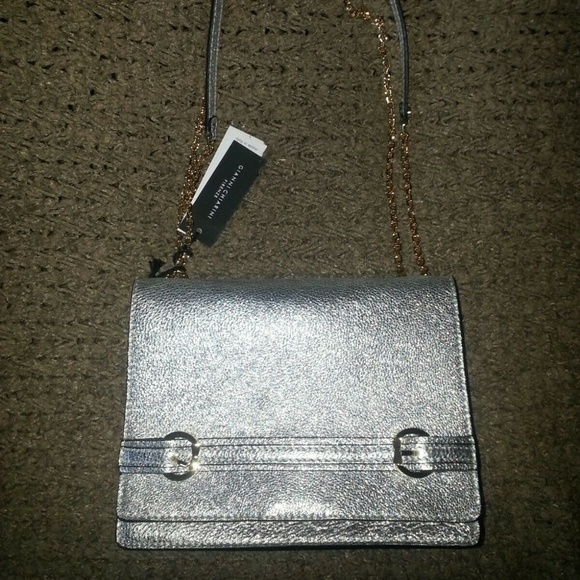 GIANNI CHIARINI-Silver Pebbled Leather-Gold Chain - Picture 1 of 7